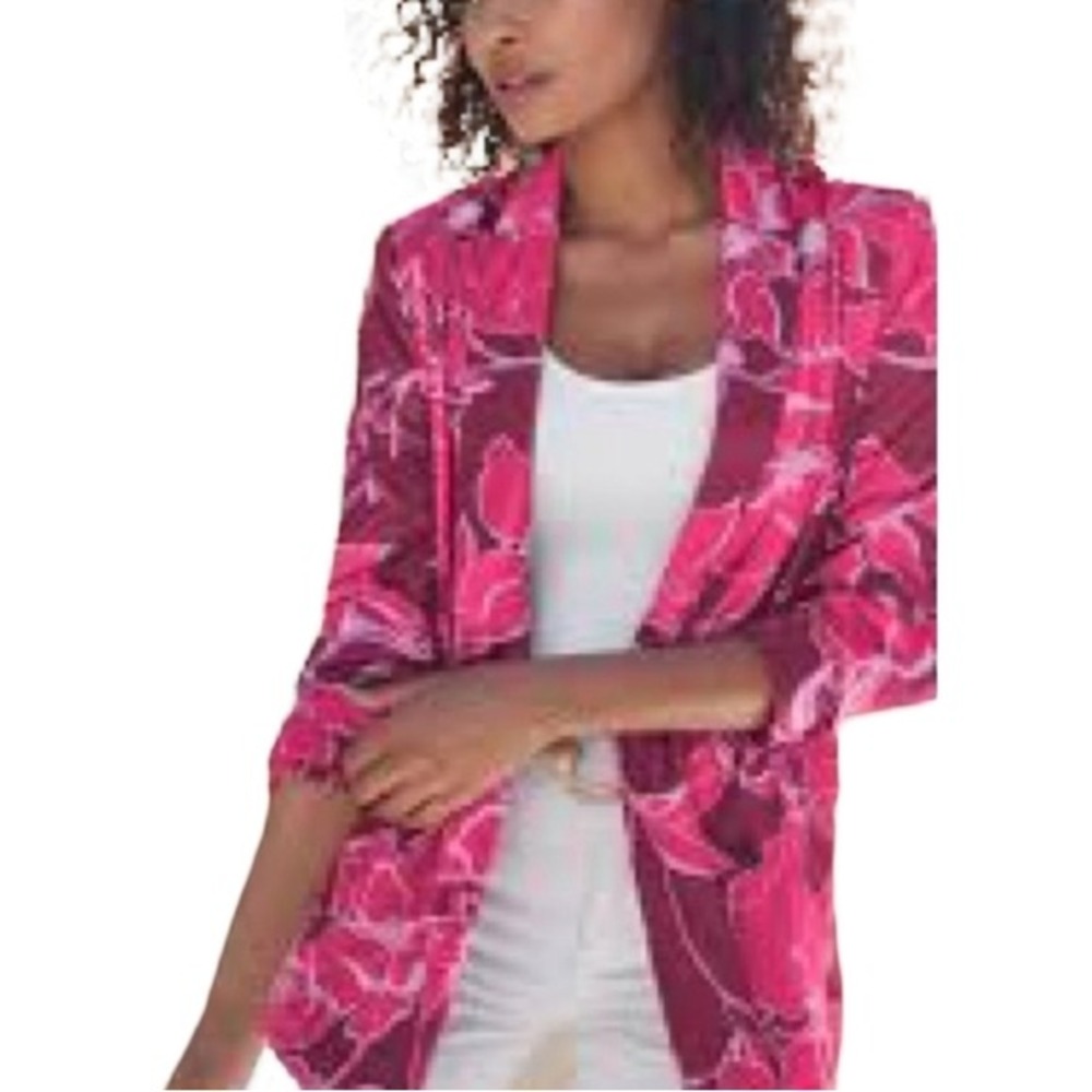 Venus Lightweight Vibrant Pink Floral Tropical Blazer Jacket Plum Size 10 New